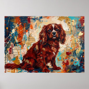 Affiche d'art abstrait Cavalier King Charles Spani
