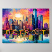 Affiche d'art abstrait coloré de la skyline de Dét (Devant)