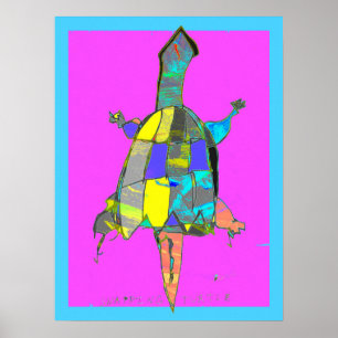 Affiche d'art abstrait de tortue à carapace