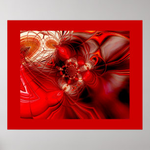 Affiche d'art abstrait enveloppée en rouge 2