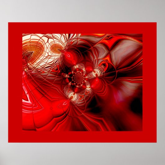 Affiche d'art abstrait enveloppée en rouge 2 (Devant)