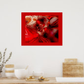 Affiche d'art abstrait enveloppée en rouge 2 (Cuisine)
