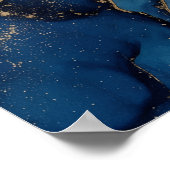 Affiche d'art abstrait fluide bleu sarcelle foncé (Coin)