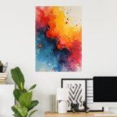 Affiche d'art abstrait fluide Fire & Ocean | Coule (Bureau à domicile)