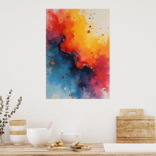 Affiche d'art abstrait fluide Fire & Ocean | Coule (Cuisine)