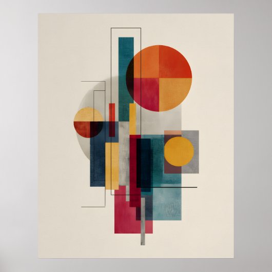 Affiche d'art abstrait géométrique Bauhaus colorée (Devant)