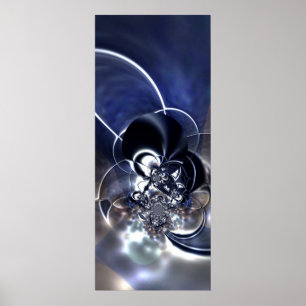 Affiche d'art abstrait Métal réfléchissant bleu