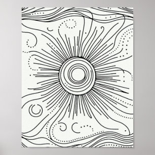 Affiche d'art abstrait minimaliste du soleil