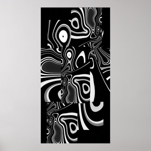 Affiche d'art abstrait ultra moderne noir blanc 2 (Devant)