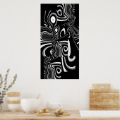 Affiche d'art abstrait ultra moderne noir blanc 2 (Cuisine)