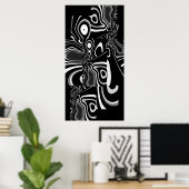 Affiche d'art abstrait ultra moderne noir blanc 2 (Bureau à domicile)