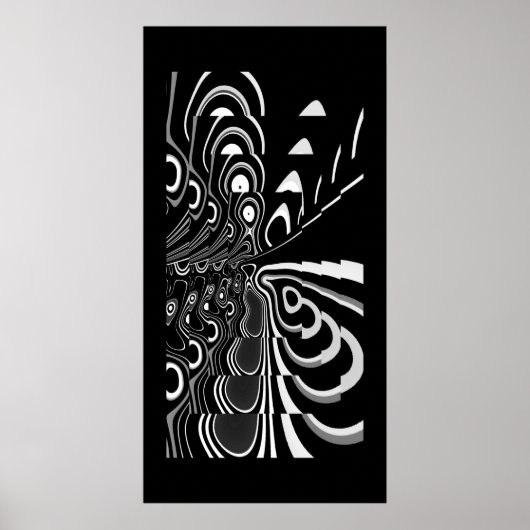Affiche d'art abstrait ultra moderne noir blanc gr (Devant)