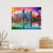 Affiche d'art abstrait vibrant de Miami (Cuisine)