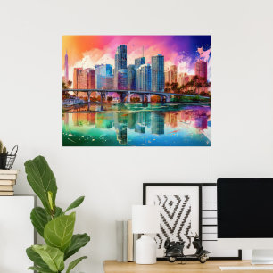 Affiche d'art abstrait vibrant de Miami