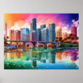 Affiche d'art abstrait vibrant de Miami (Devant)