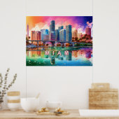 Affiche d'art abstrait vibrant de Miami  (Cuisine)
