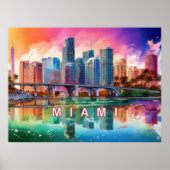 Affiche d'art abstrait vibrant de Miami  (Devant)