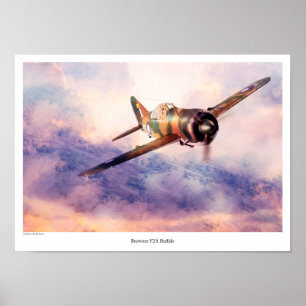 Affiche d'art aéronautique "Brewster F2A Buffalo"