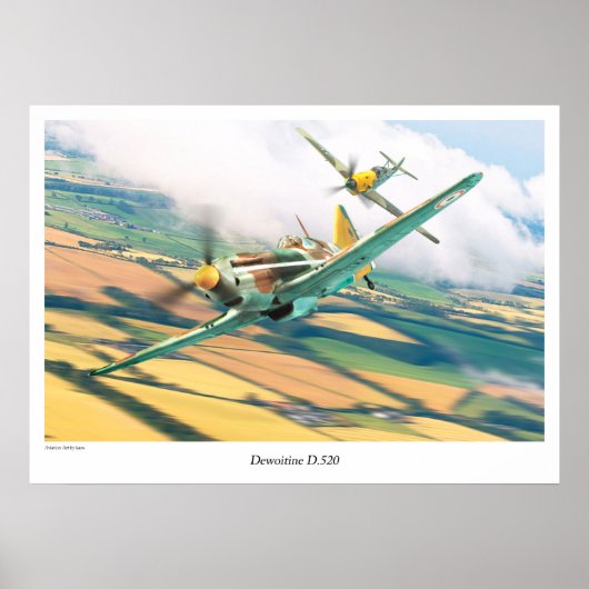 Affiche d'art aéronautique "Dewoitine D.520" (Devant)