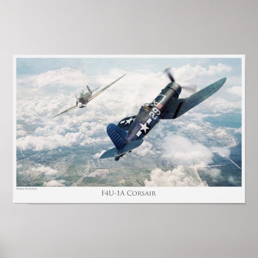 Affiche d'art aéronautique "F4U Corsair" (Devant)