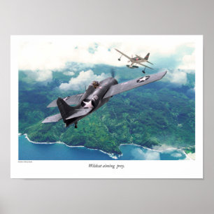 Affiche d'art aéronautique "Grumman F4F Wildcat"