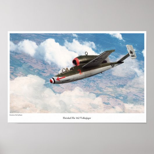 Affiche d'art aéronautique "Heinkel He 162" (Devant)