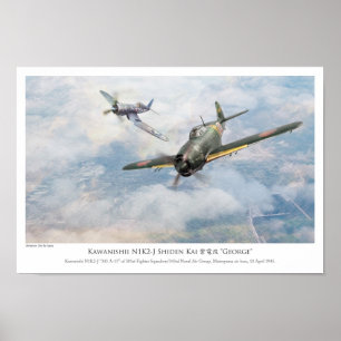 affiche d'art aéronautique "Kawanishii N1K2-J Shid