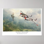 affiche d'art aéronautique "Lockheed P-38 Lightnin (Devant)