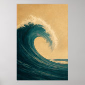 Affiche d'art aquarelle de l'eau de mer Curl (Devant)