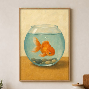Affiche d'art aquarelle fantaisiste Bowl à poisson