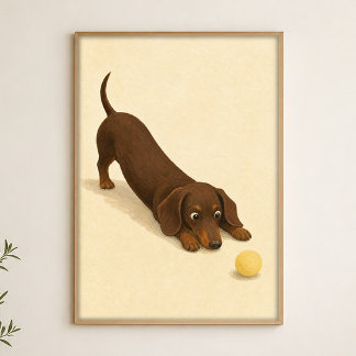 Affiche d'art aquarelle fantaisiste Dachshund Stre