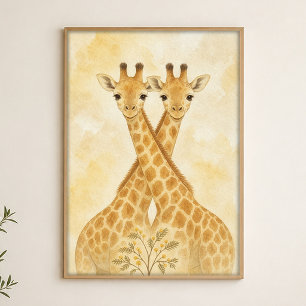 Affiche d'art aquarelle fantaisiste de paire de gi