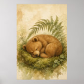 Affiche d'art aquarelle fantaisiste Sleeping Bear (Devant)