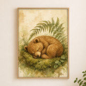 Affiche d'art aquarelle fantaisiste Sleeping Bear