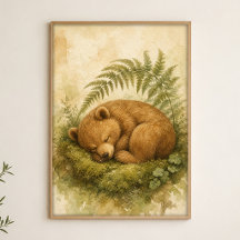 Affiche d'art aquarelle fantaisiste Sleeping Bear