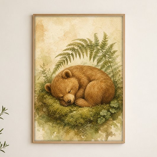 Affiche d'art aquarelle fantaisiste Sleeping Bear