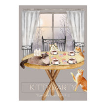Affiche d'art aquarelle "Kitty Party 2e partie"