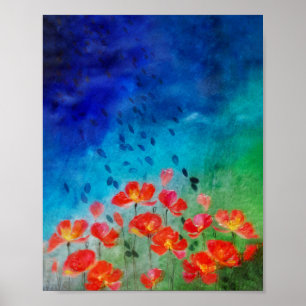 Affiche d'art au coquelicot