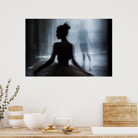 Affiche d'art avec silhouette d'une danseuse (Cuisine)