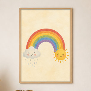 Affiche d'art bohème gouache arc-en-ciel douche en