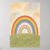 Affiche d'art bohème gouache Double Rainbow Hill (Devant)