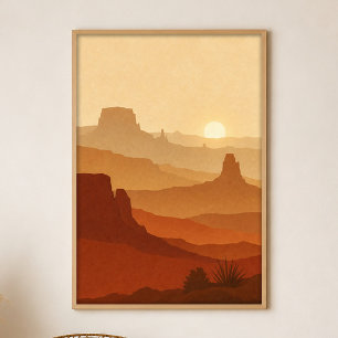 Affiche d'art bohème Gouache Mesa Sunset