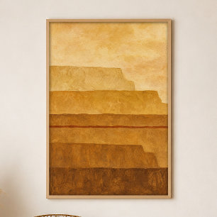Affiche d'art bohème gouache Terrasses Ocres
