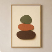 Affiche d'art Boho Gouache River Stones