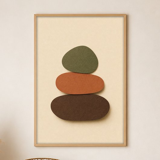 Affiche d'art Boho Gouache River Stones