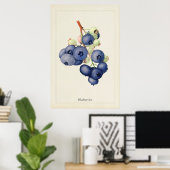 Affiche d'art botanique de myrtilles vintage (Bureau à domicile)