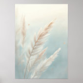 Affiche d'art botanique d'herbe des Pampas | Bleu (Devant)