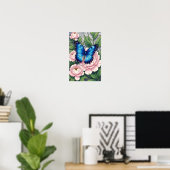 Affiche d'art botanique floral Papillon Morpho Ble (Bureau à domicile)