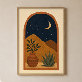 Affiche d'art céleste aquarelle Lune dans l'arche