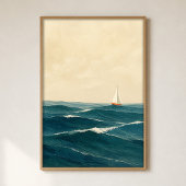Affiche d'art côtier à l'aquarelle Voilier sur les